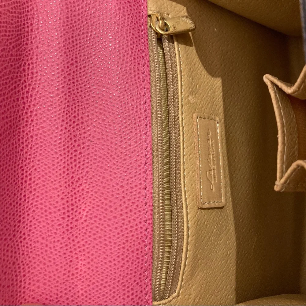 Pink Structured Top-Handle Women's Bag with Gold Hardware